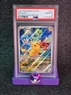 PSA 10 GEM MINT Pikachu Paldea Evolved ETB 027 SVP 2023 Black Star Promo Card - Image 1