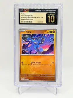 CGC Pristine 10 Pokemon 2025 Riolu Master Ball - Prismatic Evolutions - Image 1