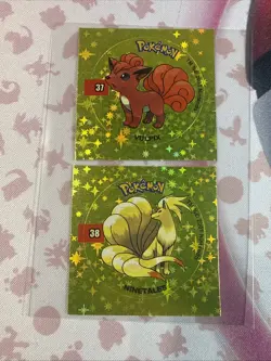 2001 Taps Gold Holo Vulpix Ninetales Pog Stickers Pokemon Non-TCG - Image 1