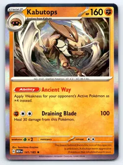 Pokemon Kabutops SV: Scarlet & Violet 151 (MEW) Rare Holofoil 141/165 NM - Image 1