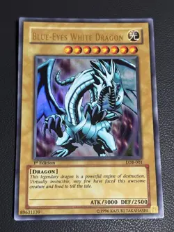 2002 Blue-Eyes White Dragon LOB-001 Ultra Rare 1st ED YuGiOh Asian English Holo - Image 1