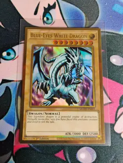 Yu-Gi-Oh! Blue Eyes White Dragon MGED-EN001 NM Gold Rare - Image 1