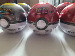 Pokemon Pokeball Tin Factory Sealed Lot of 6 Poke And Moon Ball 18 Booster Packs - Image 1