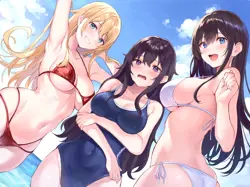 Anime girls swimwear bikini onepiece swimsuit big Playmat Gaming Mat Desk - Image 1