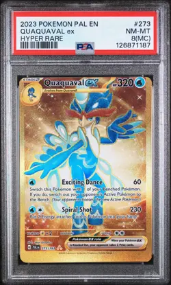 2023 POKEMON PAL HYPER RARE #273 QUAQUAVAL EX PSA 8 NM-MT MC MISCUT ERROR - Image 1