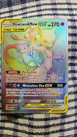 Mewtwo and Mew GX 242/236 Tag Team Full Art Unified Minds Pokemon TCG - Image 1