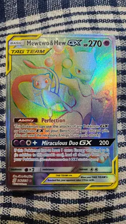 Mewtwo and Mew GX 242/236 Tag Team Full Art Unified Minds Pokemon TCG - Image 2
