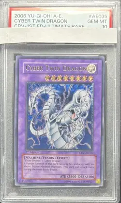 PSA 10 Cyber Twin Dragon CRV-AE035 1st ED Ultimate Rare YuGiOh Asian English - Image 1