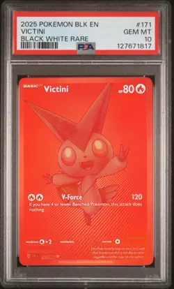 2025 POKEMON BLK EN-BLACK BOLT BLACK WHITE RARE #171 VICTINI PSA 10 - Image 1