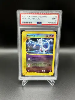2002 POKEMON EXPEDITION #20 MEWTWO-REVERSE FOIL PSA 9 - Image 1