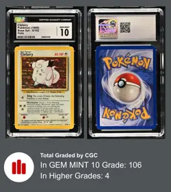 1999 POKEMON BASE SET UNLIMITED CLEFAIRY HOLO 5/102 CGC GEM MINT 10 - Image 3