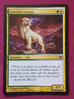 Magic The Gathering ALARA REBORN GRIZZLED LEOTAU green/white card MTG - Image 1