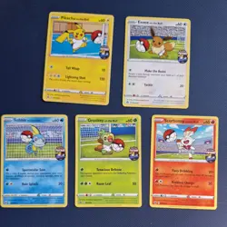 Pikachu Sobble Scorbunny Eevee Grookey On The Ball Pokemon Futsal Promo NearMint - Image 1