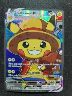 PIKACHU LUFFY Vcos Cosplay Holo Prism Custom Fan Full Art Card Pokemon - Image 1