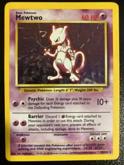 MEWTWO POKEMON TCG BASE SET HOLO RARE 10/102 - Image 1