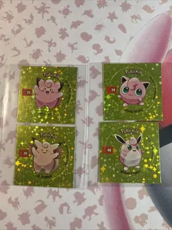 2001 Taps Gold Holo Clefairy Clefable Jigglypuff Pog Stickers Pokemon Non-TCG - Image 1