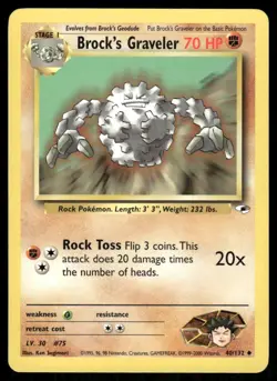 Pokemon Tcg Brock's Graveler #40 Pokemon Gym Heroes NM - Image 1