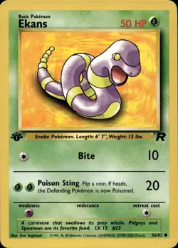 EKANS 56/82 COMMON TEAM ROCKET POKEMON 1ST EDITION LP - Image 1
