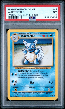 PSA 7 Pokemon Base Set Wartortle 42/102 Evolution Box Error - Image 1