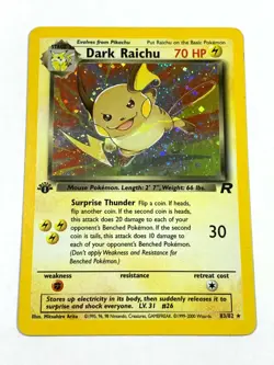 First 1st Edition Dark Raichu Holo 83/82 Team Rocket Holographic Rare Pokemon - Image 2