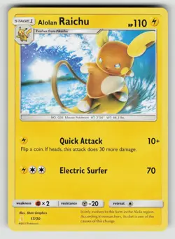 Pokemon Alolan Raichu #17 Non Holo SM Trainer Kit Lycanroc & Alolan Raichu NM - Image 1
