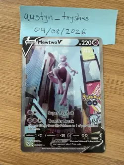 Pokemon TCG Mewtwo v Alt Art Full Art Holo Ultra Rare Card 072/078 Pokemon Go - Image 1
