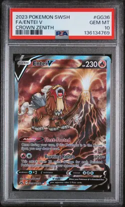 2023 POKEMON SWORD & SHIELD CROWN ZENITH #GG36 FULL ART/ENTEI V PSA 10 - Image 1