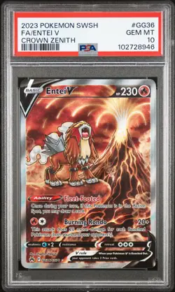 2023 POKEMON SWORD & SHIELD CROWN ZENITH #GG36 FULL ART/ENTEI V PSA 10 - Image 1