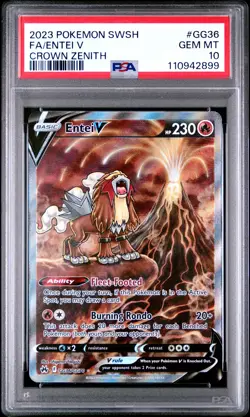 2023 POKEMON SWORD & SHIELD CROWN ZENITH #GG36 FULL ART/ENTEI V PSA 10 - Image 1