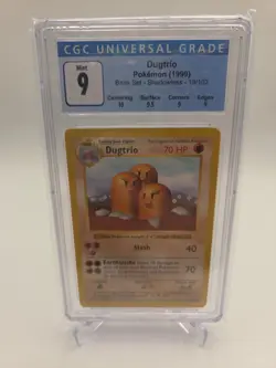 1999 Pokemon Shadowless Dugtrio CGC 9 Mint #19 Base Set - Image 1