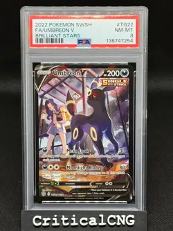 2022 POKEMON SWORD & SHIELD BRILLIANT STARS #TG22 FULL ART/UMBREON V PSA 8 - Image 1