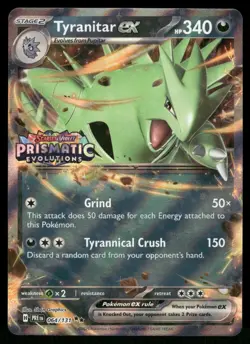 Tyranitar ex 064/131/131 Holo Double Rare SV: Prismatic Evolutions Pokemon NM - Image 1