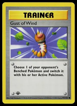 Pokemon Card - Gust of Wind 1st Edition Base Set (Shadowless) 93/102 Common - Image 1