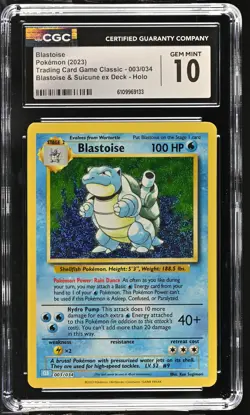 Blastoise Blastoise & Suicune Ex Deck Trading Card Game Classic 003/034 NM CGC 1 - Image 1
