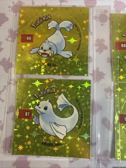 2001 Taps 12 Gold Holo Rapidash Ponyta Slowpoke Seel Pog Stickers Pokemon NonTCG - Image 2