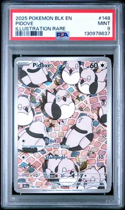 2025 POKEMON BLK EN-BLACK BOLT ILLUSTRATION RARE #148 PIDOVE PSA 9 - Image 1