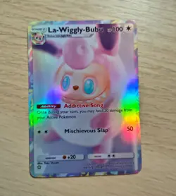 Labubu Pokemon Parody Card Fan-made Full Art Holo "La Wiggly Bubu" - Image 1
