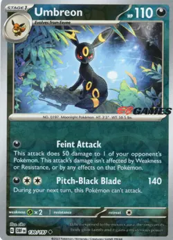 Pokemon Umbreon Scarlet & Violet Obsidian Flames 130/197 TCG EB Games - Image 1