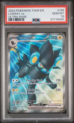 2024 POKEMON TWM EN-TWILIGHT MASQUERADE ULTRA RARE #195 LUXRAY EX PSA 10 - Image 1