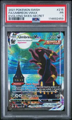 Pokemon Umbreon VMAX Alternate Art 215/203 Evolving Skies PSA 1 Moonbreon POP 56 - Image 1