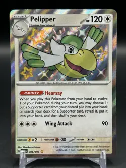 Pelipper ✨ Baby Shiny ✨ Paldean Fates 204/091 Shiny Rare Pokemon - Image 1