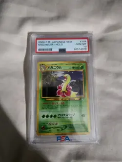 Pokemon Japanese Meganium 154 PSA 10 w/ Swirl Neo Genesis - Image 1