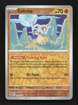 Cubone 104/165 Common 151 Pokemon Reverse Holo Near Mint - Image 1
