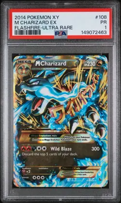 Pokemon Card M Charizard EX 108/106 Flashfire PSA 1 - Image 1