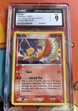 Pokemon Ho-Oh EX Unseen Forces Cosmos Holo Rare #27 CGC 9 Mint - Image 1