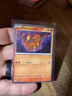 Charmander SVP047 Cosmos Holo Black Star 151 Promo Pokemon 4 Swirls One On Hand - Image 3