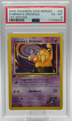 2000 POKEMON GYM HEROES #92 SABRINA'S DROWZEE 1ST EDITION PSA 6 EX-MT - Image 1