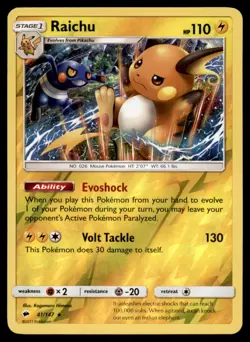 Raichu 41/147 Holo Rare Burning Shadows Pokemon Reverse Holo Lightly Played - Image 1