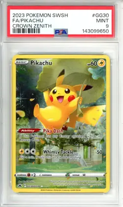 2023 POKEMON SWSH PIKACHU CROWN ZENITH MINT 9 - Image 1