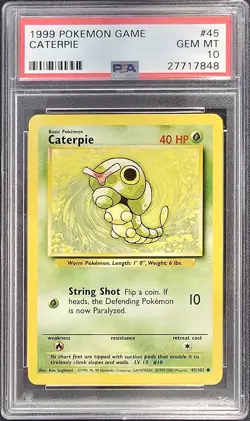 1999 POKEMON GAME #45 CATERPIE PSA 10 - Image 1